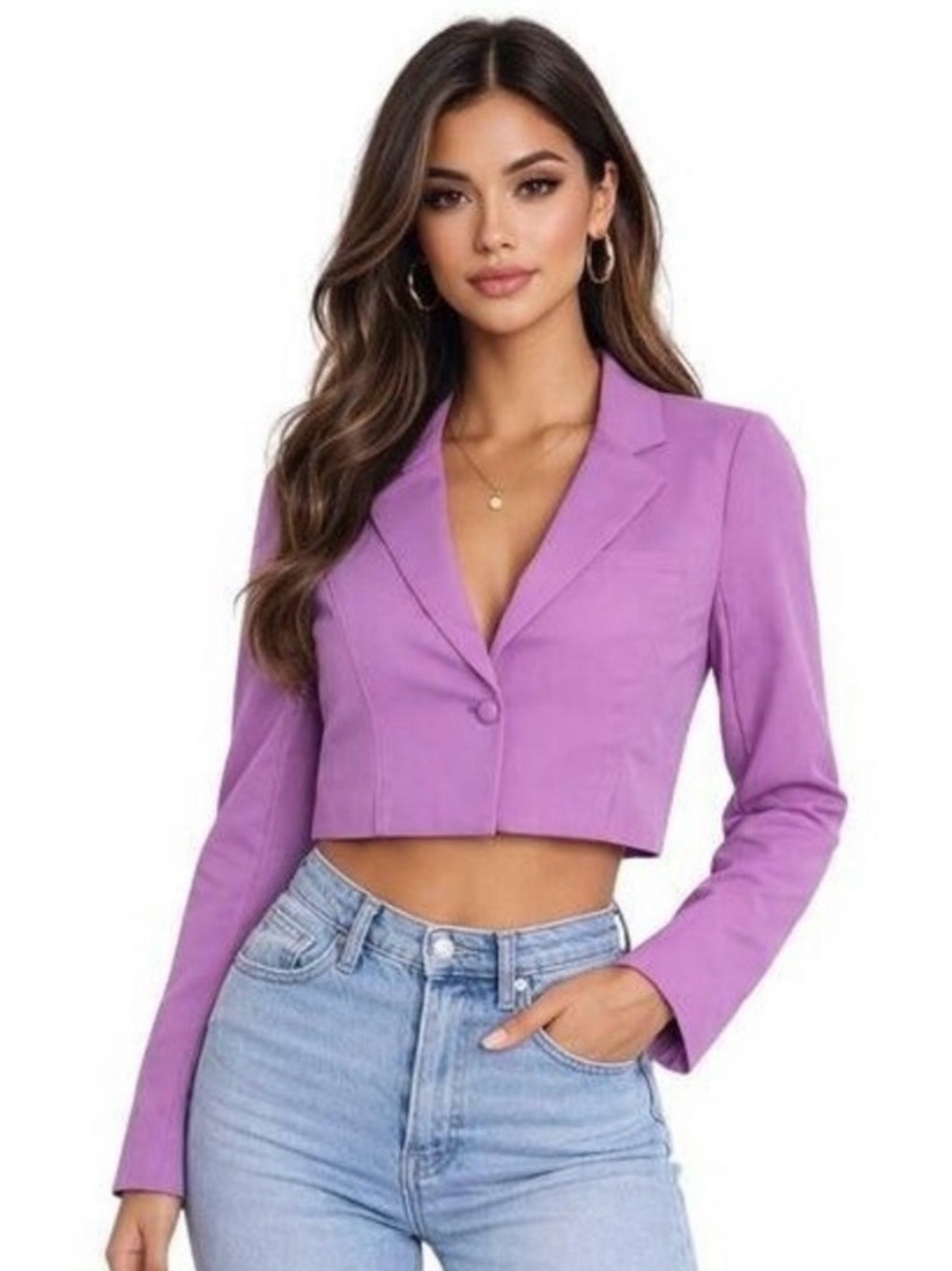 Jason Wu Cropped Tailored Lavender Blazer Jacket Small
